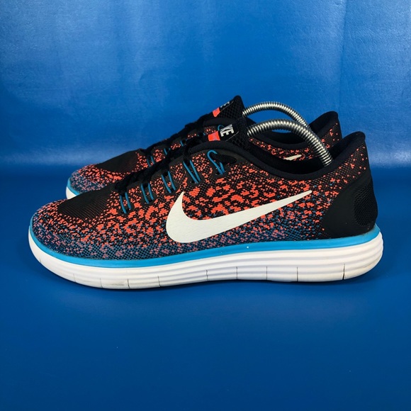 Nike Other - Nike Men's Nike Free RN Distance - Black/Hyper Orange/Blue Lagoon/White - 11